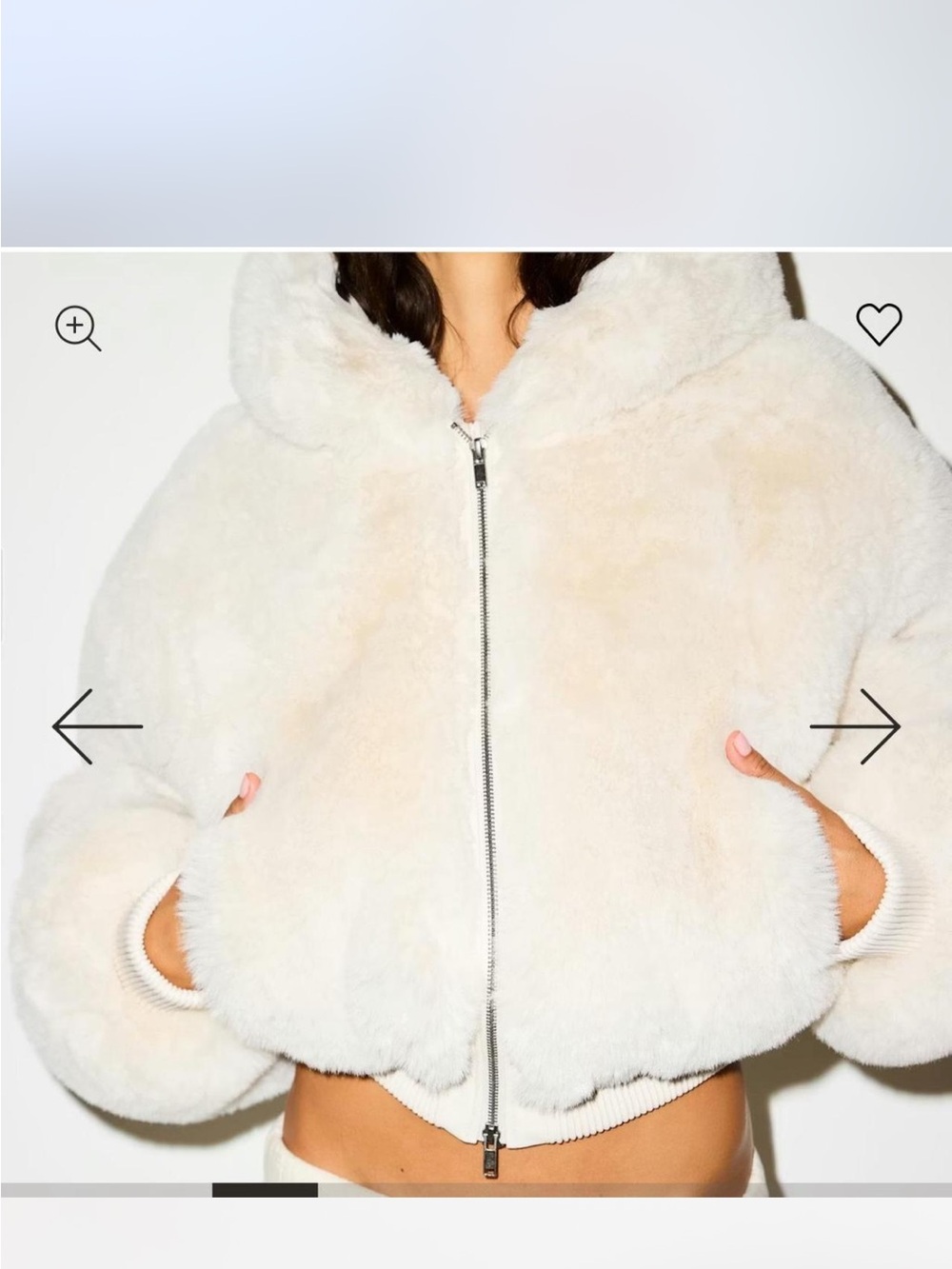 SKIMS Cream Faux Fur Hooded Puffer Coat - Picture 4 of 8